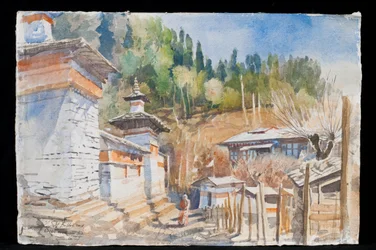 Ogyen Chholing Gebedsmuur, Bhutan, 2013